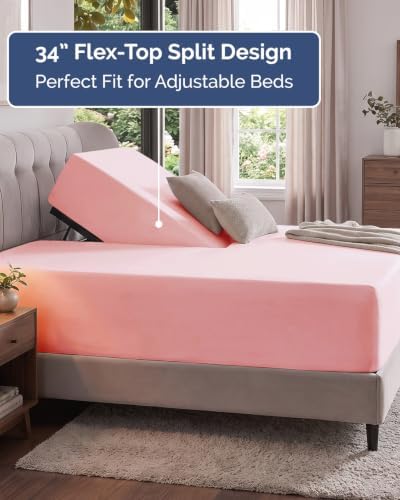 CGK Linens Extra Deep Flex Top Split Head King Fitted Sheet - Baby Pink