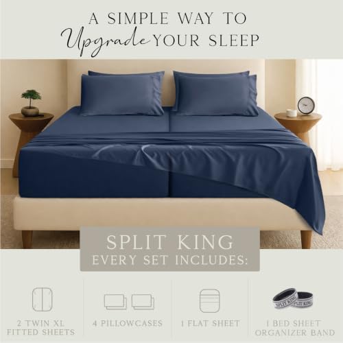 KARISSA MAE 7 Piece Luxury Bamboo Viscose Split King Sheets, FSC Certified