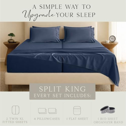 KARISSA MAE 7 Piece Luxury Bamboo Viscose Split King Sheets, FSC Certified