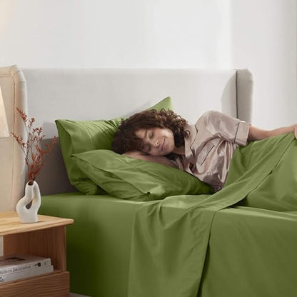 Nestl Twin XL Sheet Set - Bed Sheets - Calla Green - 3-Piece Deep Pocket