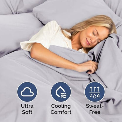 Split King Size 5 Piece Sheet Set - Soft & Cooling Bed Sheets - Light Lilac