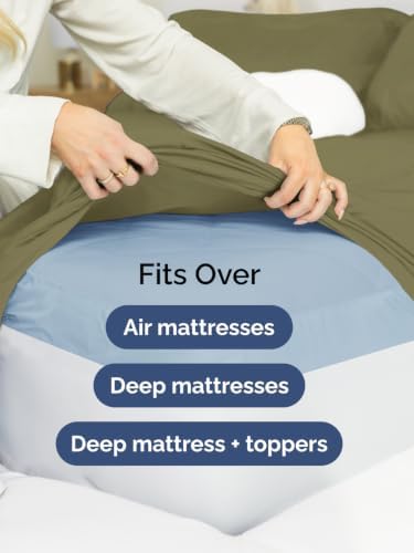 Extra Deep Pocket Split King Sheet Set - Breathable & Cooling - Sage Green