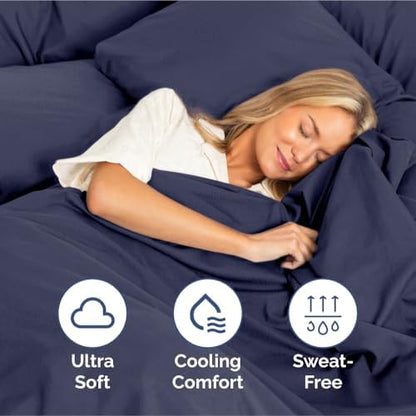 Full Size 4 Piece Sheet Set - Ultra Soft & Cooling Sheets - Deep Slate Blue