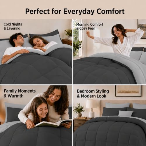 Anluoer King Size Comforter Set, 7 Piece Bed in a Bag King Bedding Sets
