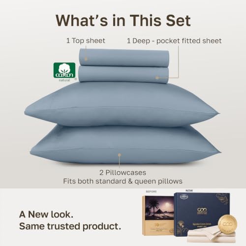 California Design Den 100% Egyptian Cotton Bed Sheets Queen Size Set