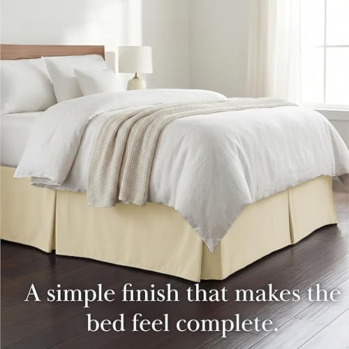 Southshore Fine Living, Inc. Twin Bed Skirt - 14" Drop, Luxury Pleated Bed Skirts, Twin Size Bedding Dust Ruffle, Twin Size Bed Skirting, Cream