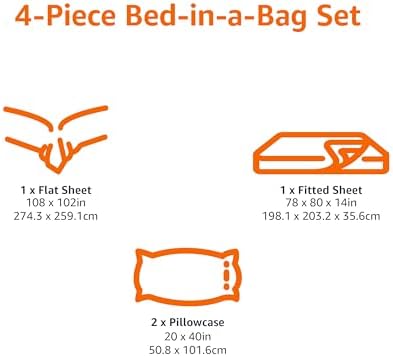 Amazon Basics Lightweight Polyester Microfiber 4-Piece Bed Sheet Set, Machine Washable, King, Rose, Solid