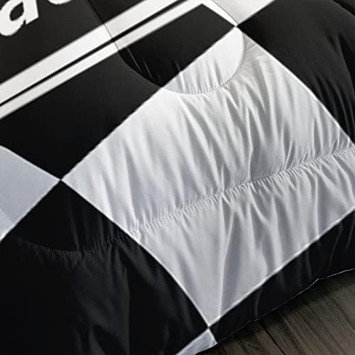 AILONEN Racing Car Comforter Set Twin Size, Racing Plaid Patterns with Cool Speed Race Car Bedding Set for Kids Boys Girls Teens Bedroom,3 Pieces,1 Quilt and 2 Pillowcases,Soft,Breathable