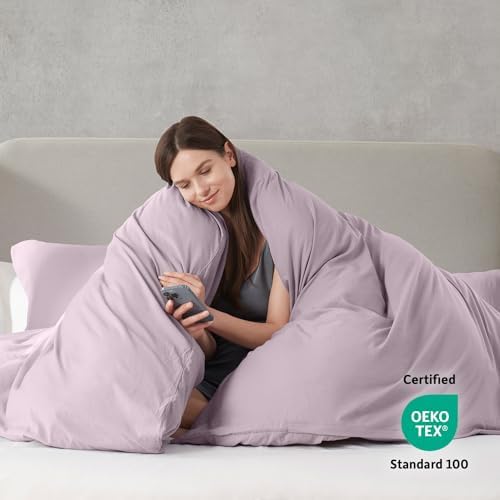 Hearth & Harbor Prewashed California King Duvet Cover Set, Dusty Purple