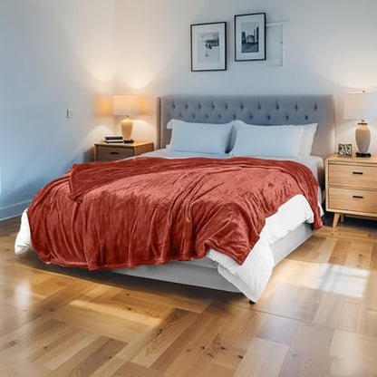 Electric Heated Blanket 84"x90" Queen Size, Brick Red