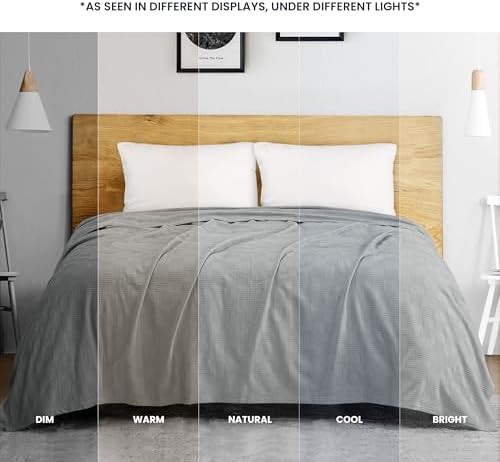 Utopia Bedding 100% Cotton Thermal Blanket Cool Grey Queen, 90x90 Inches