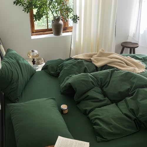 FOSSA Duvet Cover Set 100% Washed Cotton Linen Feel King