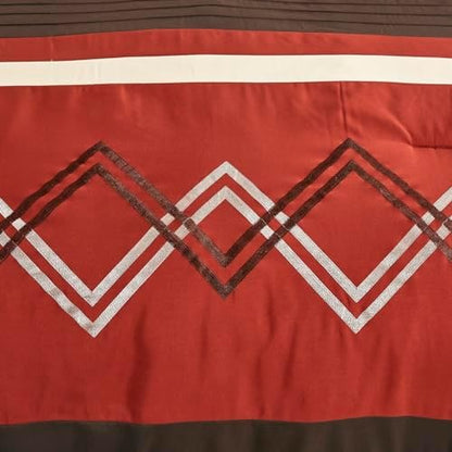 Chezmoi Collection 7-Piece Zigzag Embroidered Comforter Set, Queen Size