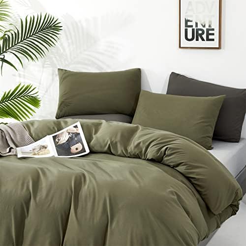 Wellboo Olive Green Comforter Sets Full Size Solid Dark Green Bedding Soft