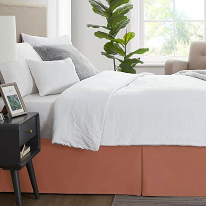 Nestl Rust Full XL Bed Skirt - Full XL Size Bed Skirt 14 Inch Drop - Brushed Microfiber Bed Skirts - Hotel Quality Pleated Bed Skirt - Shrinkage & Fade Resistant