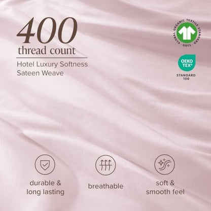 Bare Home 100% Organic Cotton Sateen Sheet Set (Cal King, Dusty Pink)
