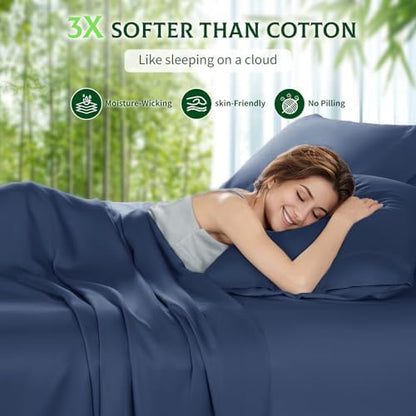 SONORO KATE 100% Viscose Derived from Bamboo_Sheets, Extra Deep Pocket,4PC