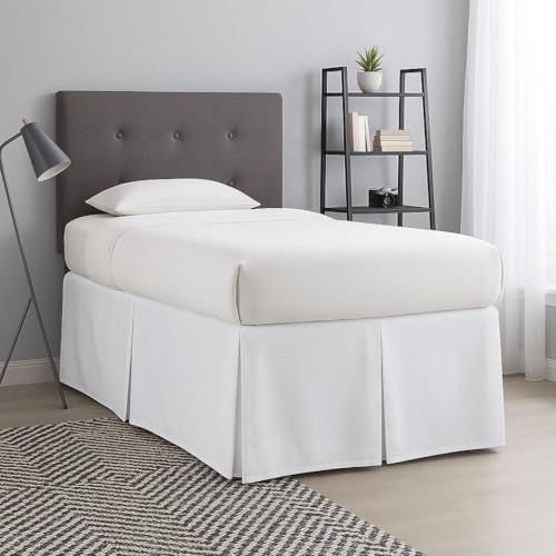 College Dorm Bed Skirt Pleated Luxury Microfiber Twin XL (39x80) with Split Corners 30" Long Drop, Hotel-Quality 1800 Ultra-Soft Dust Ruffle White