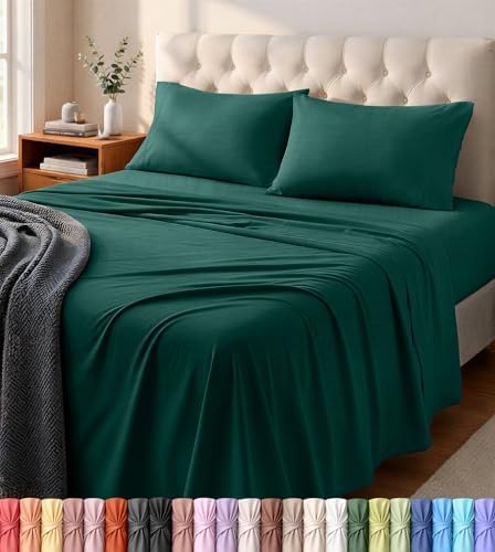 Utopia Bedding Jersey Knit Sheets 4 Piece, Cotton T-Shirt Feel, King, Green