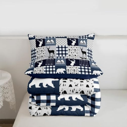 Feelyou Deer Comforter Bedding Set Toddler 3Pcs for Boys Girls Women Men