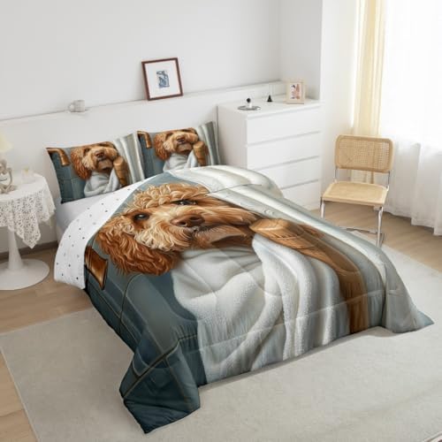 jejeloiu Funny Dog Comforter Set Toddler Size Kids Puppy Dog Bedding Set for Boys Girls Teens Dachshund Duvet Breathable Cute Animal Quilt Bedroom Decor,1 Comforter with 1 Pillowcase