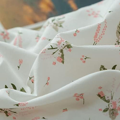 mixinni Garden Style White Floral Duvet Cover King Size 3 Pieces Set Flower Leaf Pattern Printed Soft Cotton Comforter Cover with 2 Pillowcases-King Size