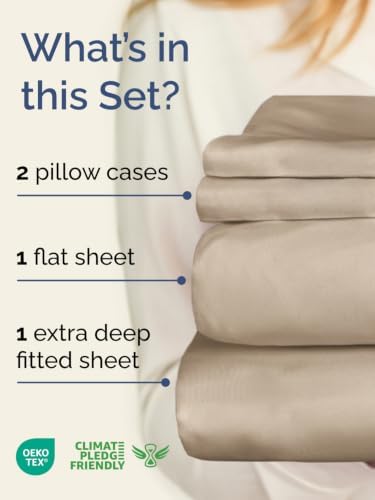 Extra Deep Pocket Queen Size Sheet Set - Breathable & Cooling - Cream