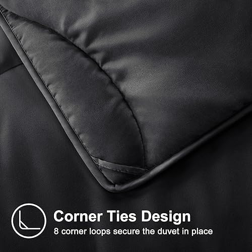 MEELUS Lightweight Comforter Cooling Black, All Season Duvet Insert