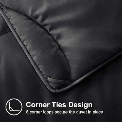 MEELUS Lightweight Comforter Cooling Black, All Season Duvet Insert