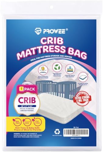Crib Mattress Storage Bag, Heavy-Duty 4 Mil Thick Waterproof Crib Mattress Moving Bag, Tear-Resistant Cover, 28” x 7” x 64”