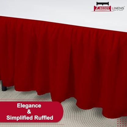 eBeddy Linens Dust Ruffle Bed Skirt King 14 Inch Drop – Split Corner Platform Style, 100% Microfiber, Burgundy Solid, Tailored Fit, Wrinkle-Resistant, Hidden Storage, Hotel Luxury