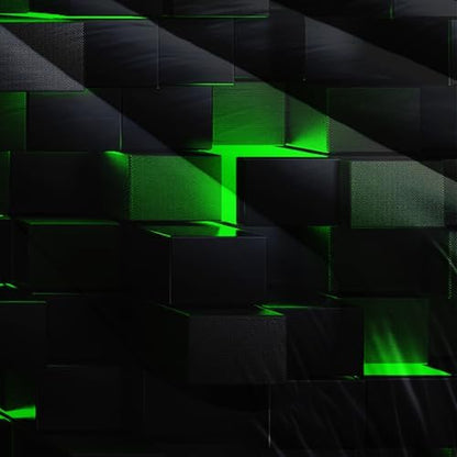 Nttopship Neon Green Black Comforter Set Twin Geometric Kids Bedding Set,3 PCS Geometry Honeycomb Bed Set Modern Quilt Set 1 Comforter 2 Pillow Cases Cool Room Decor All Season B-Side Black