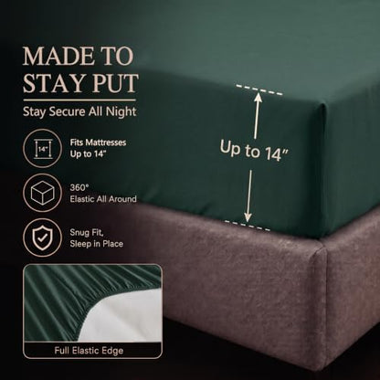 CozyLux Twin XL Comforter Set Forest Green, 5 Pieces Pintuck Bed in a Bag