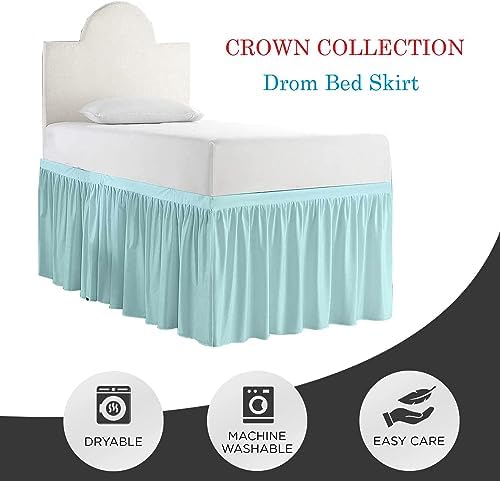 Twin XL 36" Inch Drop Long Dorm Bed Skirt, Ruffled Pattern College Dorm Room Bed Skirts, Split Corner, Easy Care, No Wrinkle Microfiber Bed Skirt