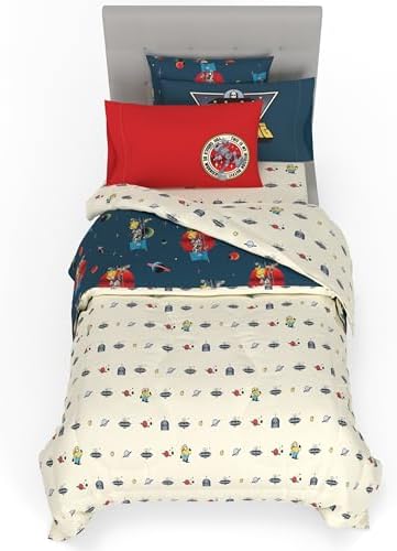 Minions and Monsters Movie Kids Bedding Set, Twin Size 5 Piece Comforter and Sheet Set with Sham, (Officially Licensed Product) by Franco
