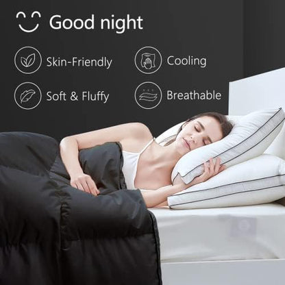 TEXARTIST Full Comforter, All Season Down Alternative Black Duvet Insert