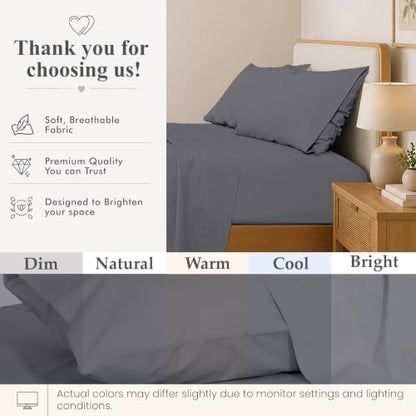ZOYER 100% Cotton Sheets – Twin Size Percale Bedding, Cooling & Breathable, Durable with a Crisp, Soft & Comfortable Feel, 16" Deep Pocket, 3-Piece Set, Smoked Pearl