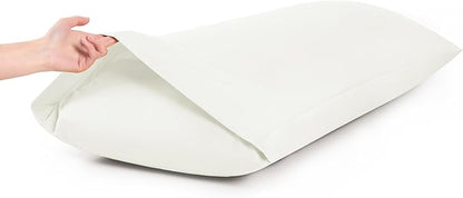 MILVOWOC 2Pcs Brushed Microfiber Body Pillowcases - 20 x 48 Inch, White Pillow Case Set Non Slip Envelope Pillow Cover with Moisture Absorption and Anti-Wrinkle