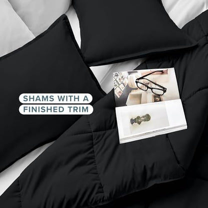 Bare Home Comforter Set - 1800 Ultra Soft (Oversized King, Black)