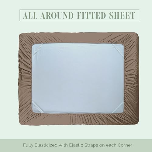 Elegant Comfort 1500 Premium Hotel Quality 18-24 Inches Deep - Extra Deep Pocket Single Fitted Sheet for High Mattress, Luxury and Softest, Smart Pocket - Wrinkle Free, Twin/Twin XL, Taupe