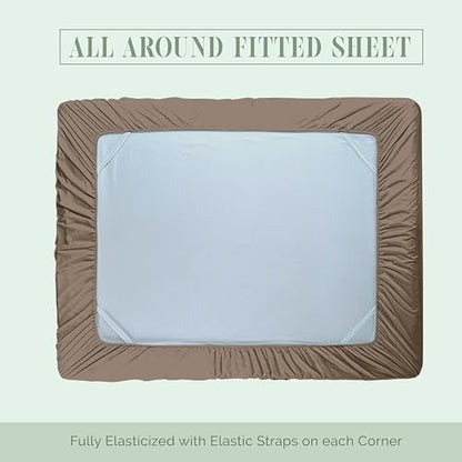 Elegant Comfort 1500 Premium Hotel Quality 18-24 Inches Deep - Extra Deep Pocket Single Fitted Sheet for High Mattress, Luxury and Softest, Smart Pocket - Wrinkle Free, Twin/Twin XL, Taupe