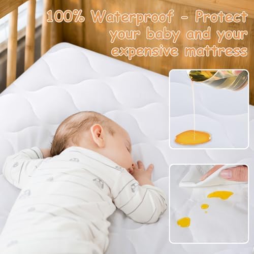 Yoofoss Waterproof Crib Mattress Protector Sheets Fitted 2 Pack 52''x28''