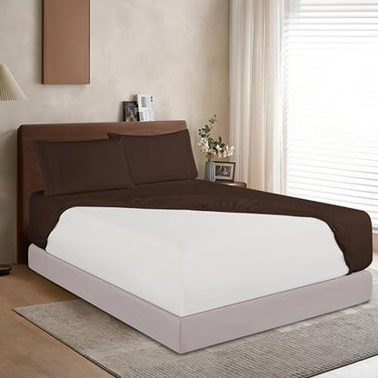 Elegant Comfort 1500 Premium Hotel Quality 18-24 Inches Deep - Extra Deep Pocket Single Fitted Sheet for High Mattress, Luxury and Softest, Smart Pocket -Wrinkle Free, California King, Chocolate Brown