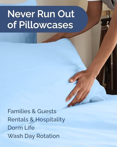King Standard Pillow Cases Set of 10 - Soft Pillowcase Covers - Light Blue