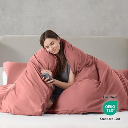 Hearth & Harbor Prewashed California King Duvet Cover Set, Pink Clay