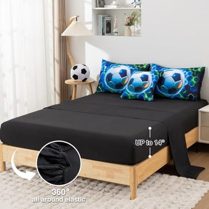 A Nice Night Twin Size Bed in A Bag 6 Pc Football Comforter Sets for Boys