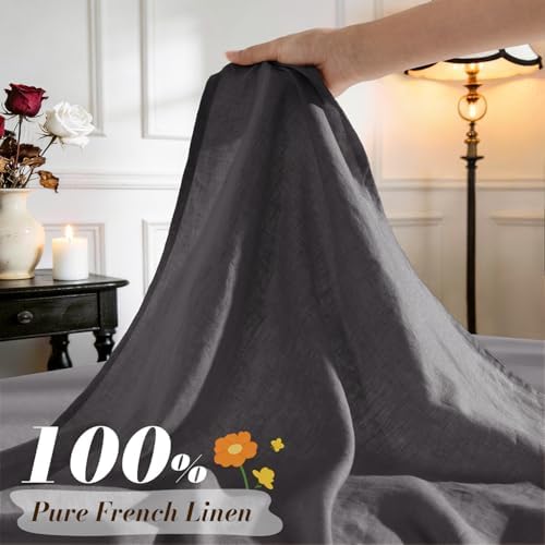 SONORO KATE 100% French Linen Twin XL Size Sheets Set,Natural Flax Bedding