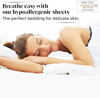 |Twin Size Sheet Set | Organically Grown | Ultra Soft & Cooling |100% Viscose | 17" Deep Pocket [White]