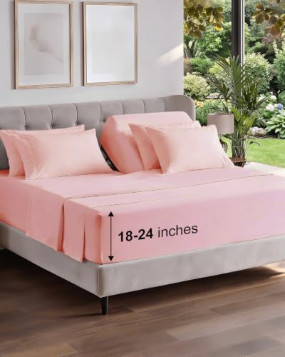 Extra Deep Flex Top Split Head King Sheet Set - 6pc Sheets - Baby Pink