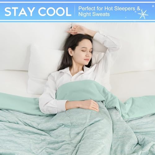 CHOSHOME Cooling Comforter Cooling Blanket, Q-Max 0.45 Cool Sleeping Summer Blanket for Hot Sleeper Night Sweats, Cal King 96" x 102", Green